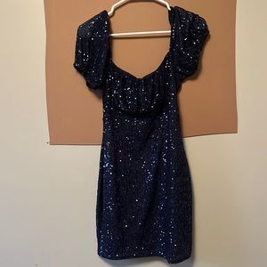 sparkly dark blue short dress